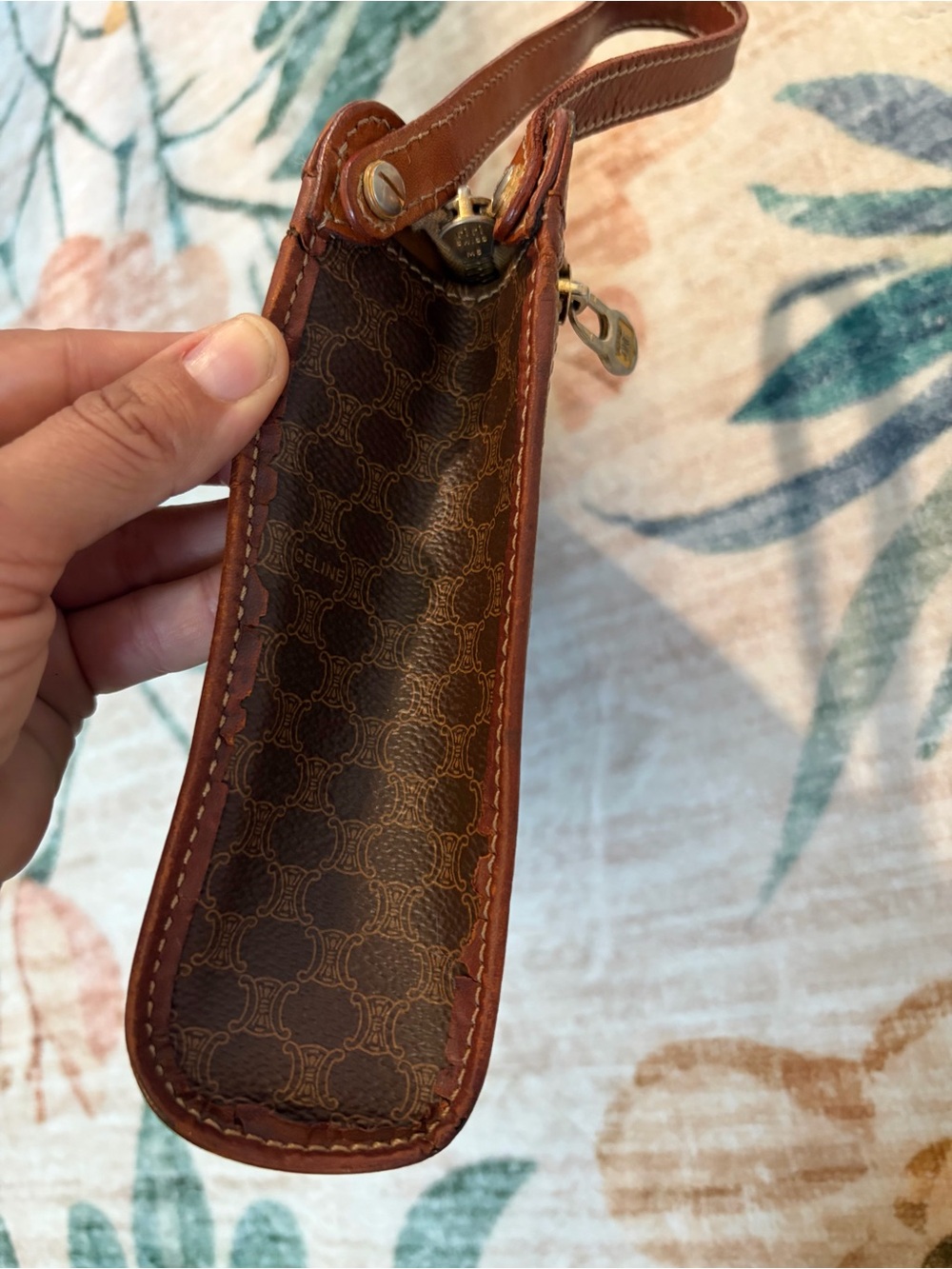 Vintage Celine Macadam Monogram Leather Wristlet Clutch Made in Italy - Picture 11 of 13